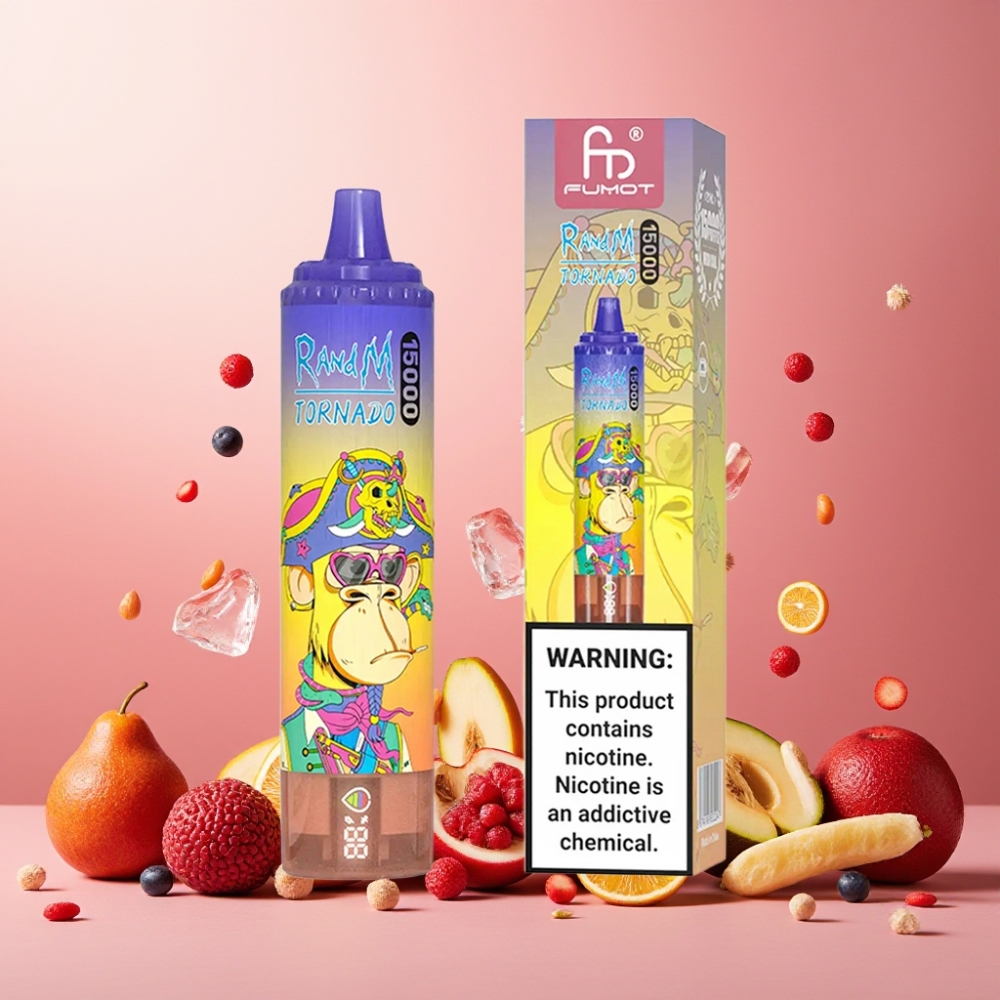 RandM Fumot Tornado 15000 Puffs Norge Engros Vape til engangsbruk Cola Is 25ml 850mAh Type-C LCD Skjerm