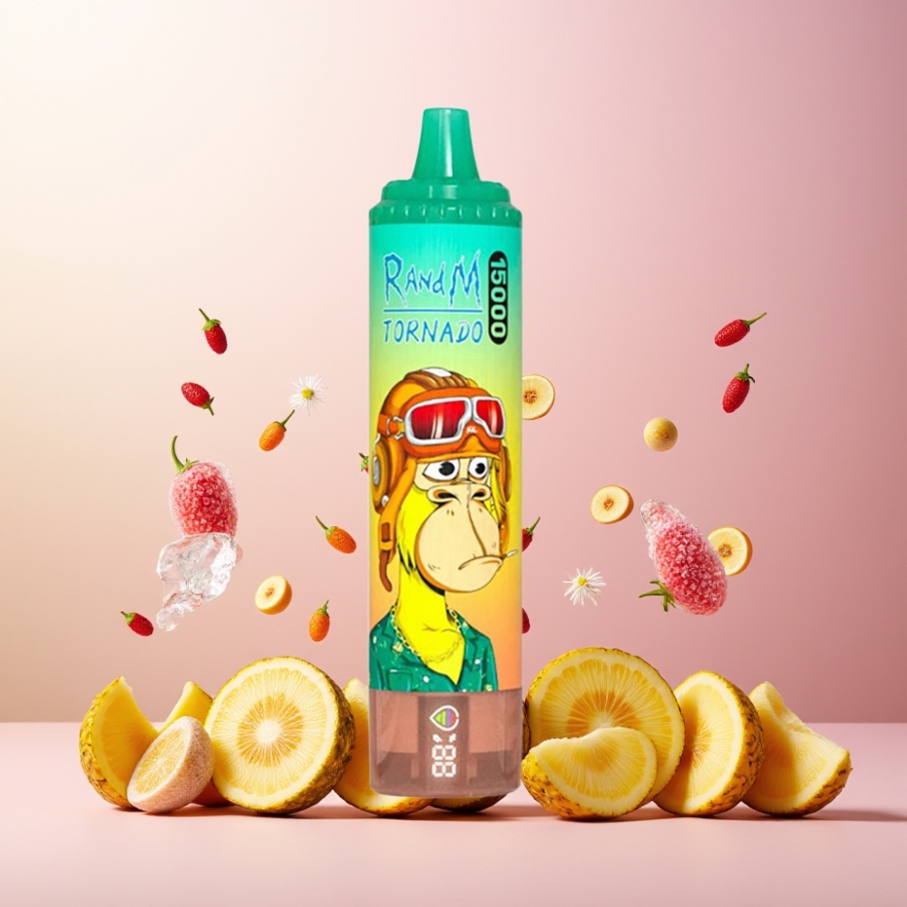 RandM Fumot Tornado 15000 Puffs Norge engros Vape til engangsbruk Ananas Is 25ml 850mAh Type-C LCD Skjerm