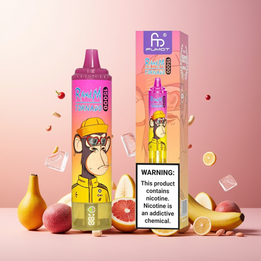 RandM Fumot Tornado 15000 Puffs Norge engros Vape til engangsbruk Bananis med 25ml væske og 850mAh batteri