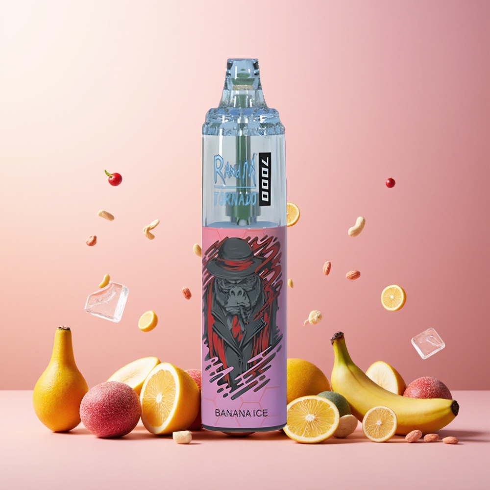 RandM Fumot Tornado 7000 Norge Engros – 14 ML E-liquid, 850 MAH Battery, Mesh Coil, Banan Is