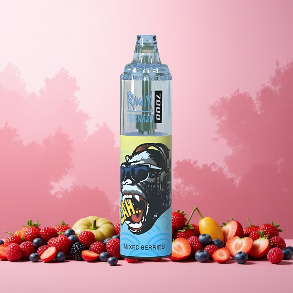 RandM Fumot Tornado 7000 Norge Engros – 14 ML E-liquid, 850 MAH Battery, Mesh Coil, Blandede Bær – Vape til engangsbruk