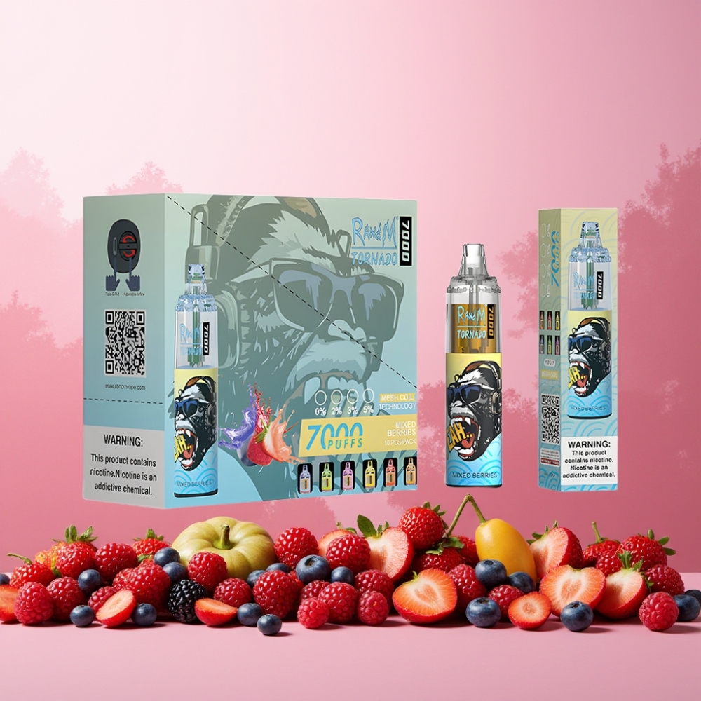 RandM Fumot Tornado 7000 Norge Engros – 14 ML E-liquid, 850 MAH Battery, Mesh Coil, Blandede Bær – Vape til engangsbruk