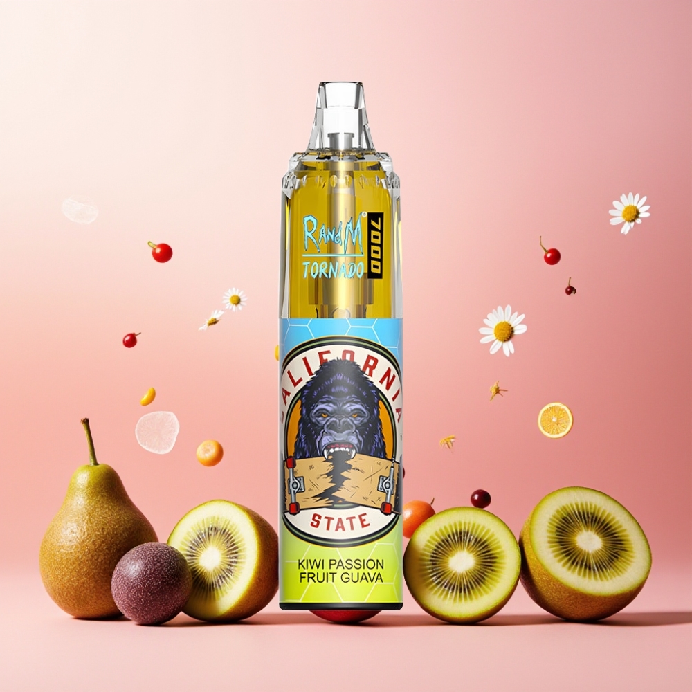 RandM Fumot Tornado 7000 Norge Engros – 14 ML E-liquid, 850 MAH, Mesh Coil, Type-C, RGB – Kiwi Pasjonsfrukt Guava Vape til engangsbruk