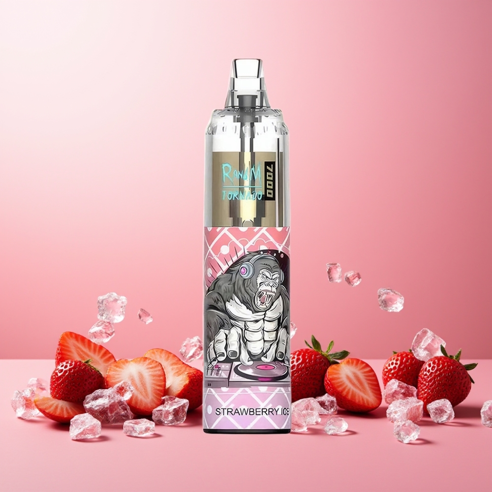 RandM Fumot Tornado 7000 Norge Engros Vape til engangsbruk Jordbær Is – 7000 Puffs, 14 ML, 850 MAH, Mesh Coil, Type-C, RGB Lys, Justerbar Luftstrøm