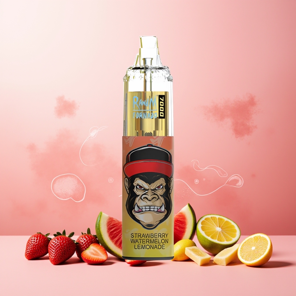 RandM Fumot Tornado 7000 Norge Engros Vape til engangsbruk – Jordbær, Vannmelon, Lemonade – 7000 Puffs, 14 ML E-liquid, 850 MAH, Mesh Coil, Type-C, RGB Lys, Luftjustering