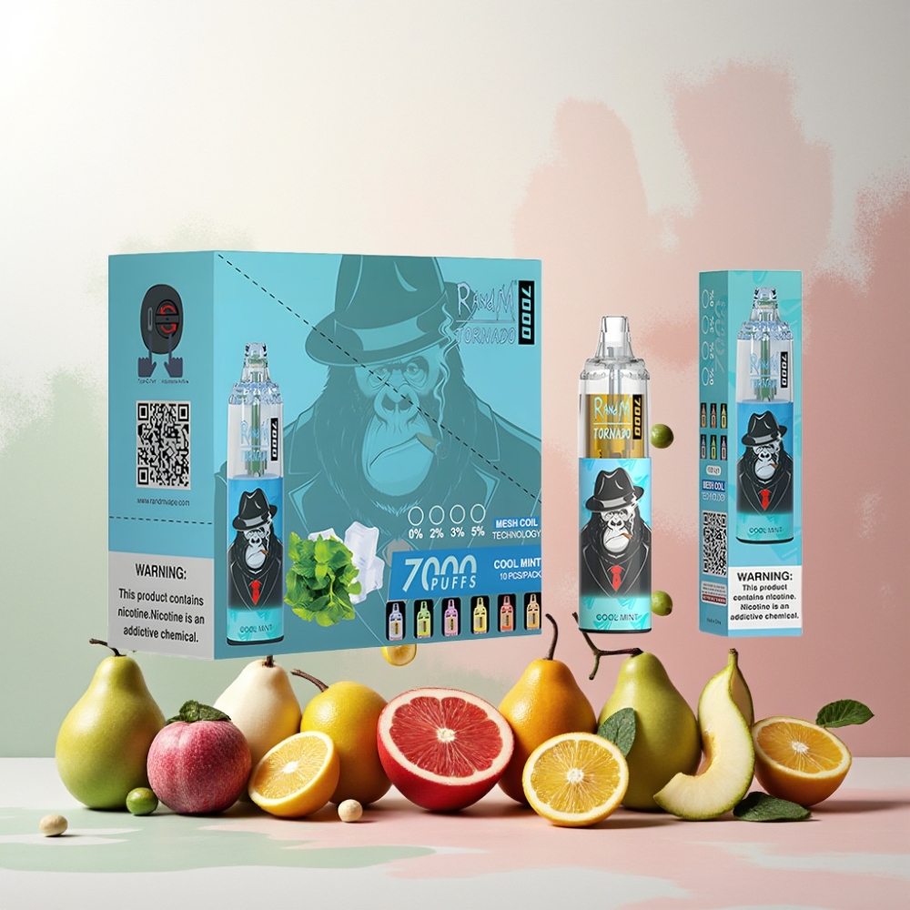 RandM Fumot Tornado 7000 Norge engros – 14 ML E-liquid, 850 MAH Battery, Type-C Port, Justert Luftstrøm, Kjølig Mynte