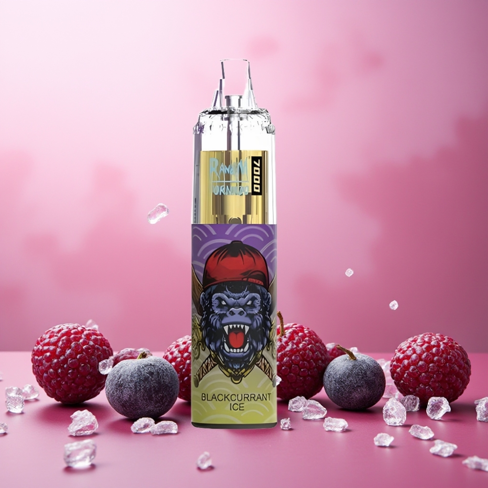RandM Fumot Tornado 7000 Puffs Norge Engros – 14 ML E-liquid, 850 MAH Batteri, Mesh Coil, Type-C Port, RGB Lys, Justerbar Luft – Solbær Is