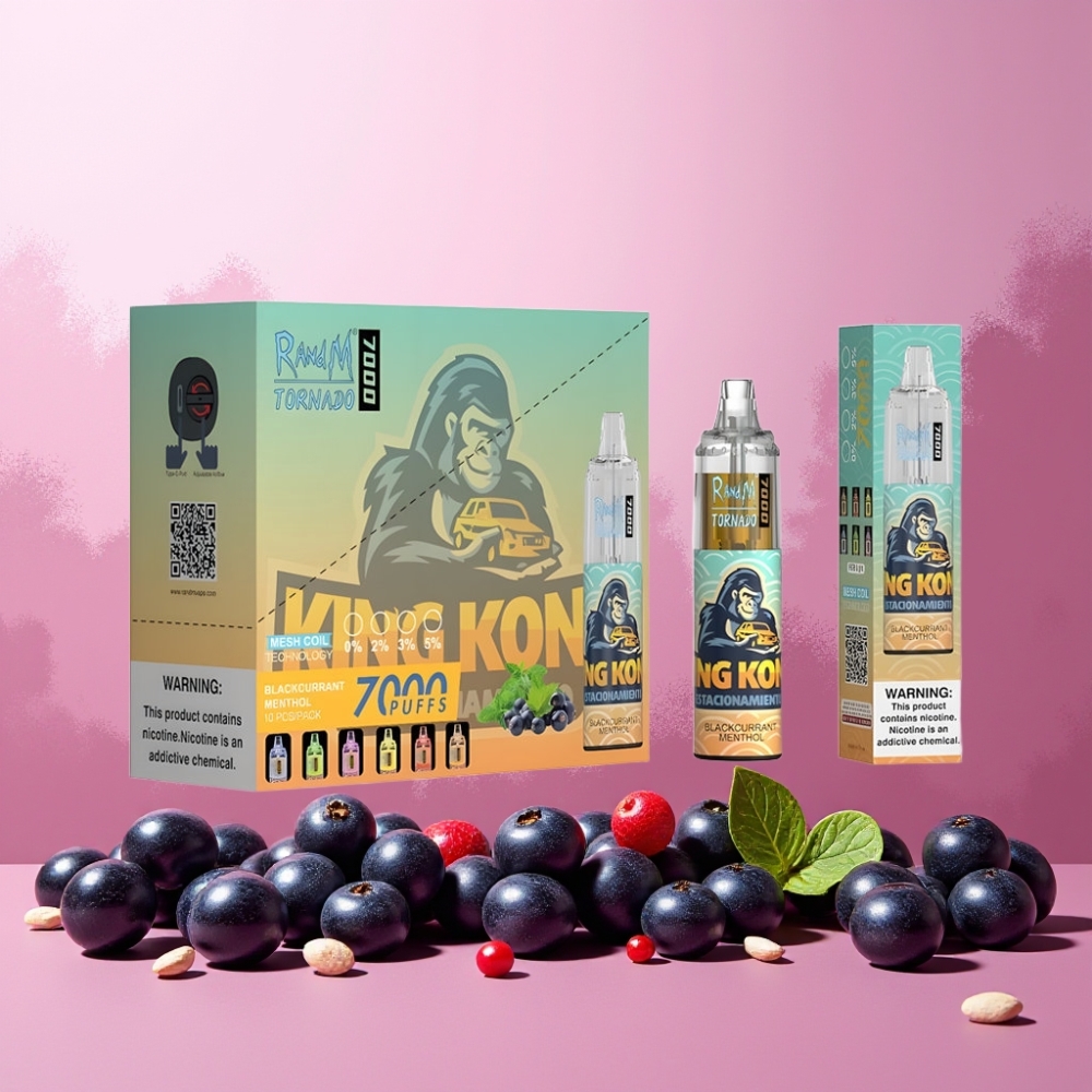 RandM Fumot Tornado 7000 Puffs Norge Engros – 14 ML E-liquid, 850 MAH Battery, Mesh Coil, Type-C Port – Solbær Mentol
