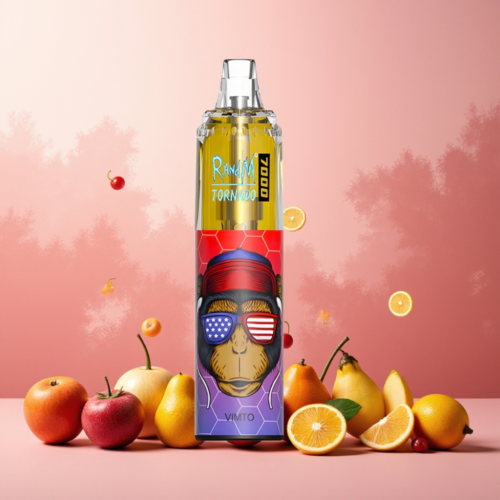 RandM Fumot Tornado 7000 Puffs Norge Engros – 14 ML E-liquid, 850 MAH, Mesh Coil, Type-C, RGB Lys, Justerbar Luft