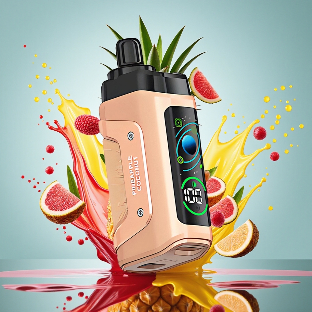 Razz Bar 45000 Puffs Norge Engros Engangs Vape Ananas Kokos med Justerbar Luftstrøm, 1.0 Ohm Mesh Coil og Type-C Lading