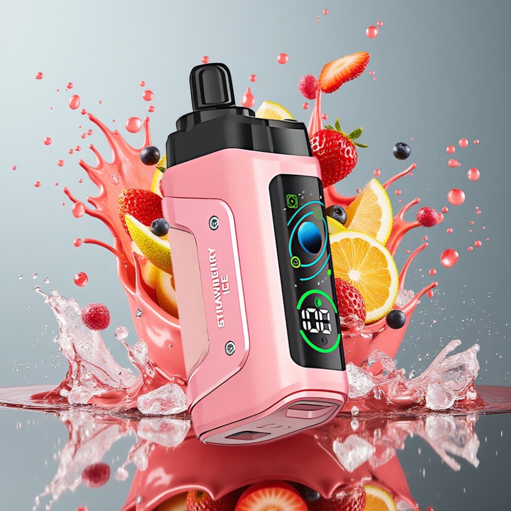 Razz Bar 45000 Puffs Norge Engros Engangs Vape Jordbær Is med 1.0 Ohm Mesh Coil og Justerbar Luftstrøm