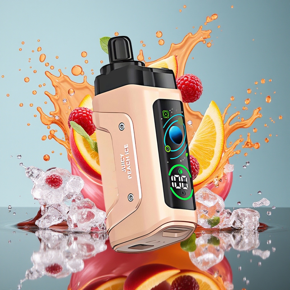 Razz Bar 45000 Puffs Norge Engros Engangs Vape Juicy Peach Is med 1.0 Ohm Mesh Coil, Justerbar Luftstrøm og 650 mAh Batteri