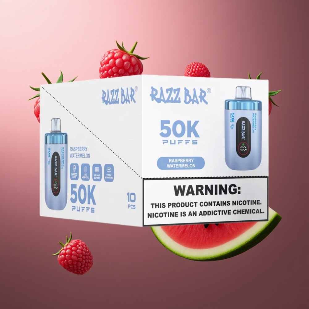 Razz Bar 50K Puffs Norge Engros Vape til Engangsbruk Bringebær Vannmelon – 50000 Puffs, 650 mAh, Type-C