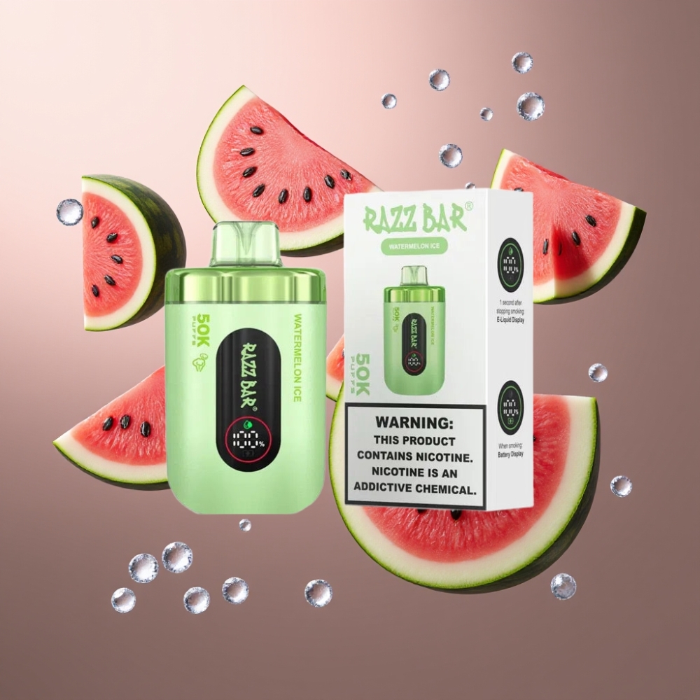 Razz Bar 50K Puffs Norge Engros Vape til Engangsbruk Vannmelon Is 50000 Puffs, 650 mAh, Type-C