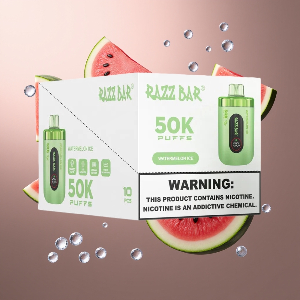 Razz Bar 50K Puffs Norge Engros Vape til Engangsbruk Vannmelon Is 50000 Puffs, 650 mAh, Type-C
