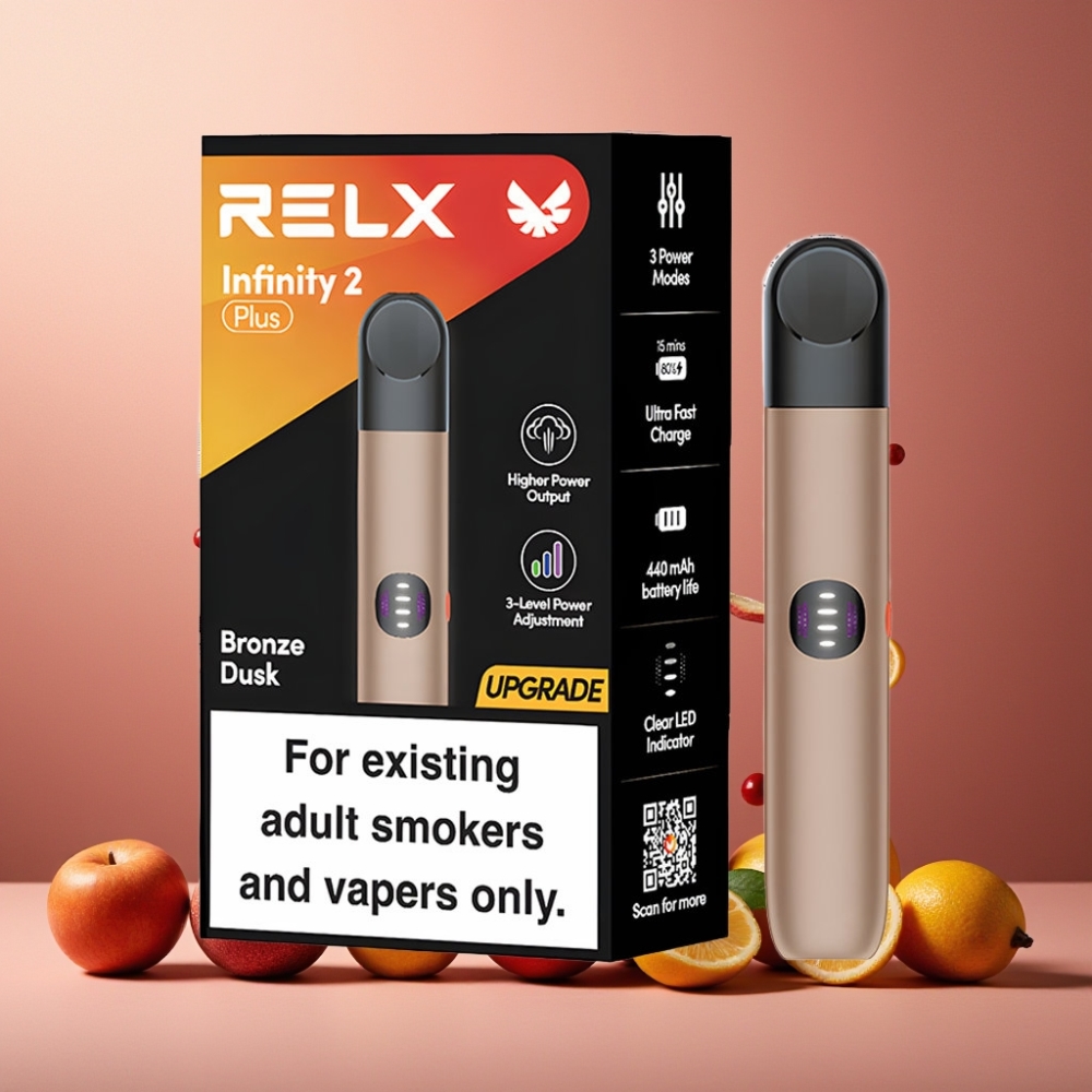 RELX Infinity 2 Plus Norge Engros Enhet med 3 justerbare moduser, 440mAh batteri, og Type-C lading