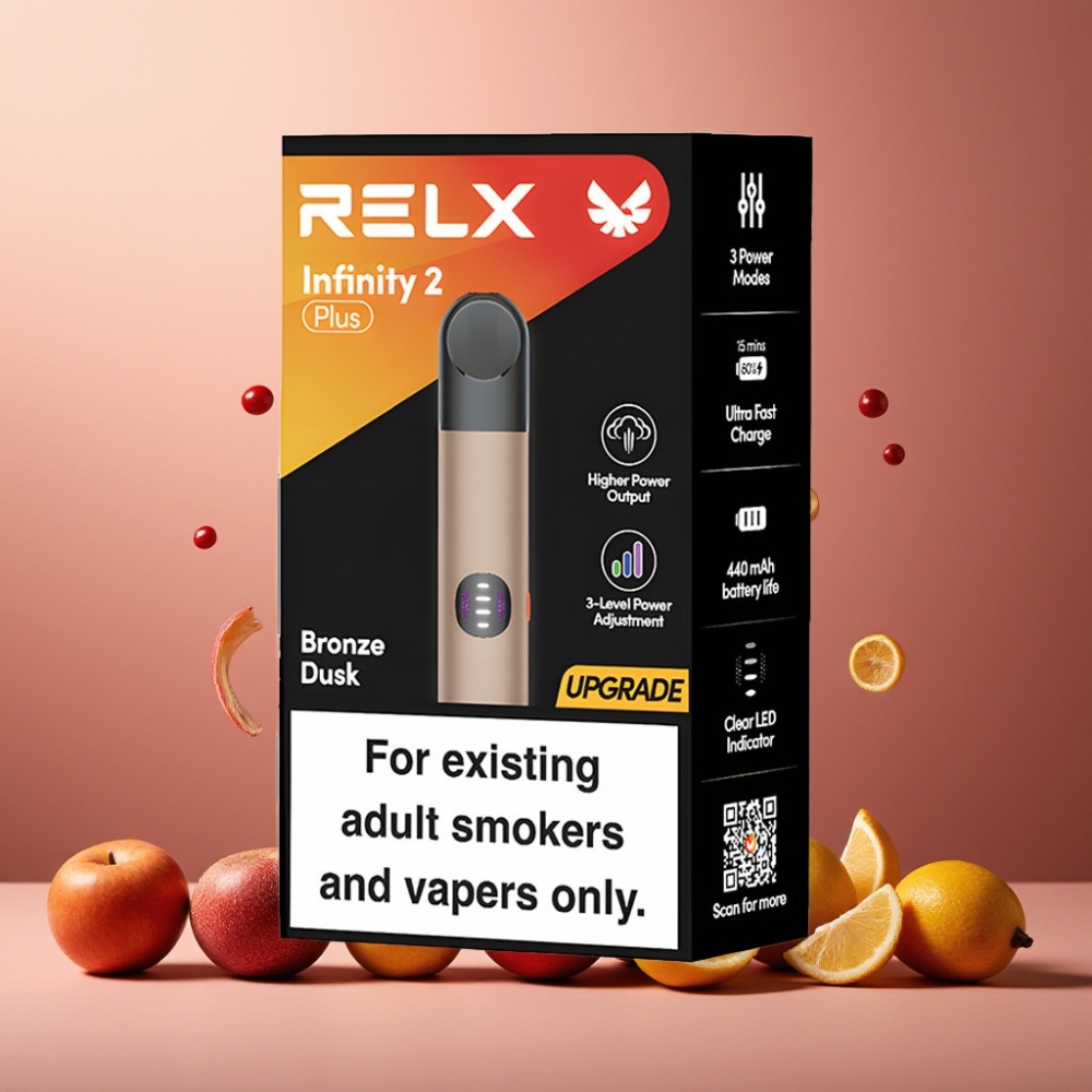 RELX Infinity 2 Plus Norge Engros Enhet med 3 justerbare moduser, 440mAh batteri, og Type-C lading