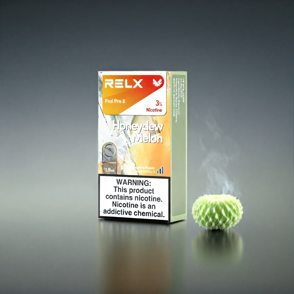 RELX Pod Pro 2 Norge Engros – Honningmelon – 600 puffs – 1.9ml – 3%/5% nikotin – 2/3 pakker – 3 spenningsmoduser (Eco, Smooth, Boost)