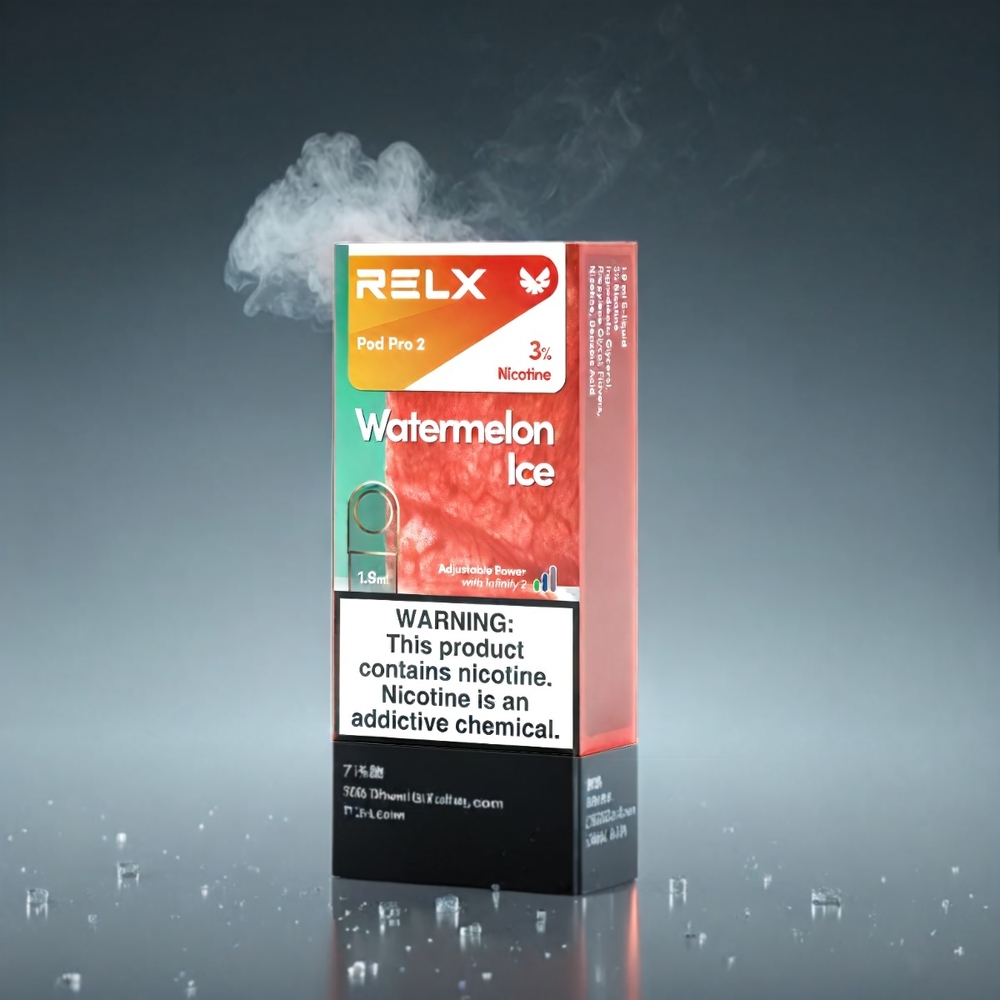 RELX Pod Pro 2 Norge engros – Vannmelon Is – 600 puffs, 1.9ml, 3%/5% nikotin, 2/3-pakning, 3 spenningsmoduser (Eco, Smooth, Boost)