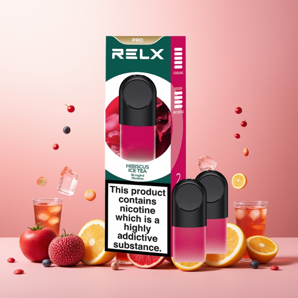 RELX Pod Pro Norge Engros – 1.8% Nikotin, 1.9 ml Pod, Fantastisk Smak & Ekstra Myk Opplevelse, Hibiscus IsTe