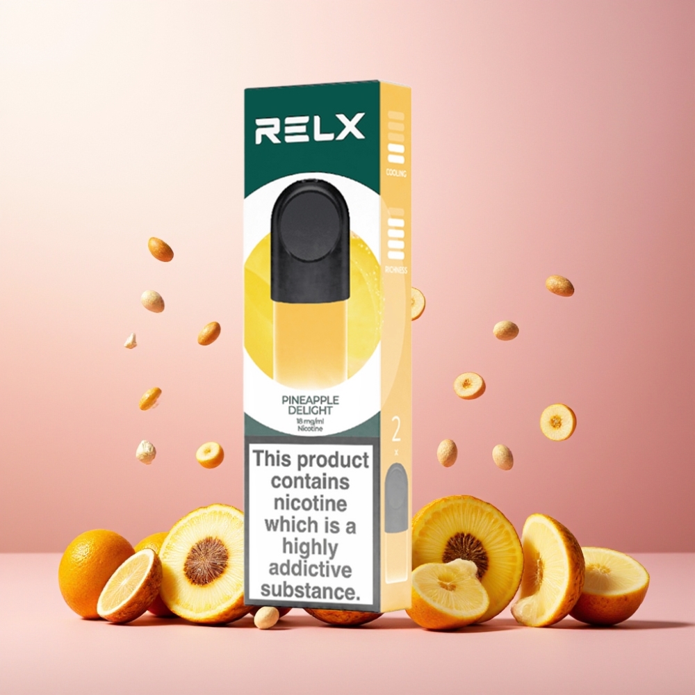 RELX Pod Pro Norge Engros – Ananasglede med 1,8% Nikotin & 1,9 ml Væske – Storsmak & Ultraglatt Opplevelse