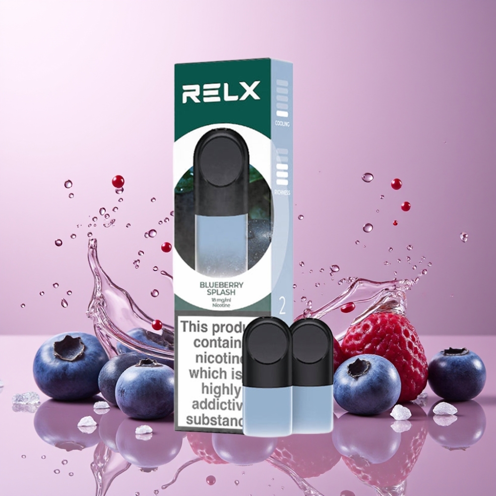 RELX Pod Pro Norge Engros – Blåbær Smak med 1,8% Nikotin, 1,9 ml Pod, Optimalt Trekk og Rik Damp