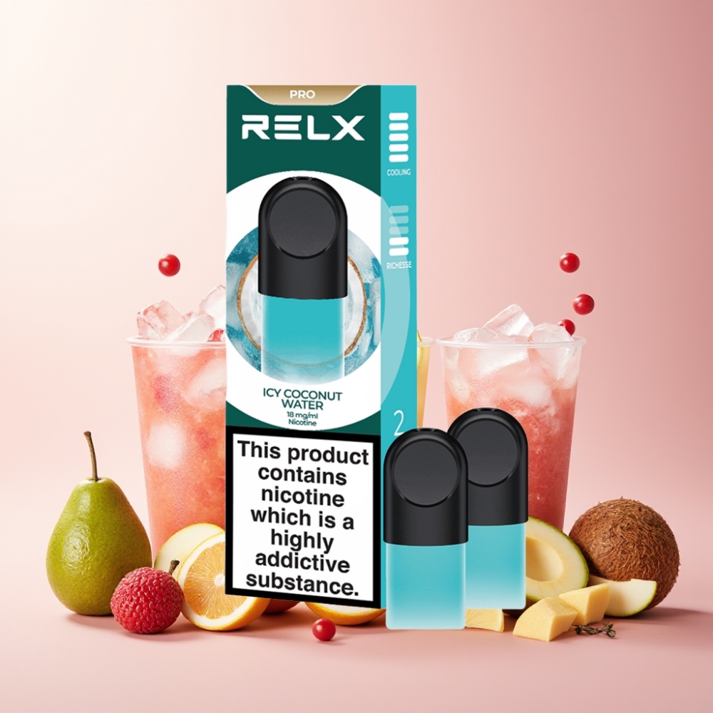 RELX Pod Pro Norge Engros – Iskald Kokosnettvann med 1,8% Nikotin, 1,9 ml Pod, Glatt Smak og Rik Damp