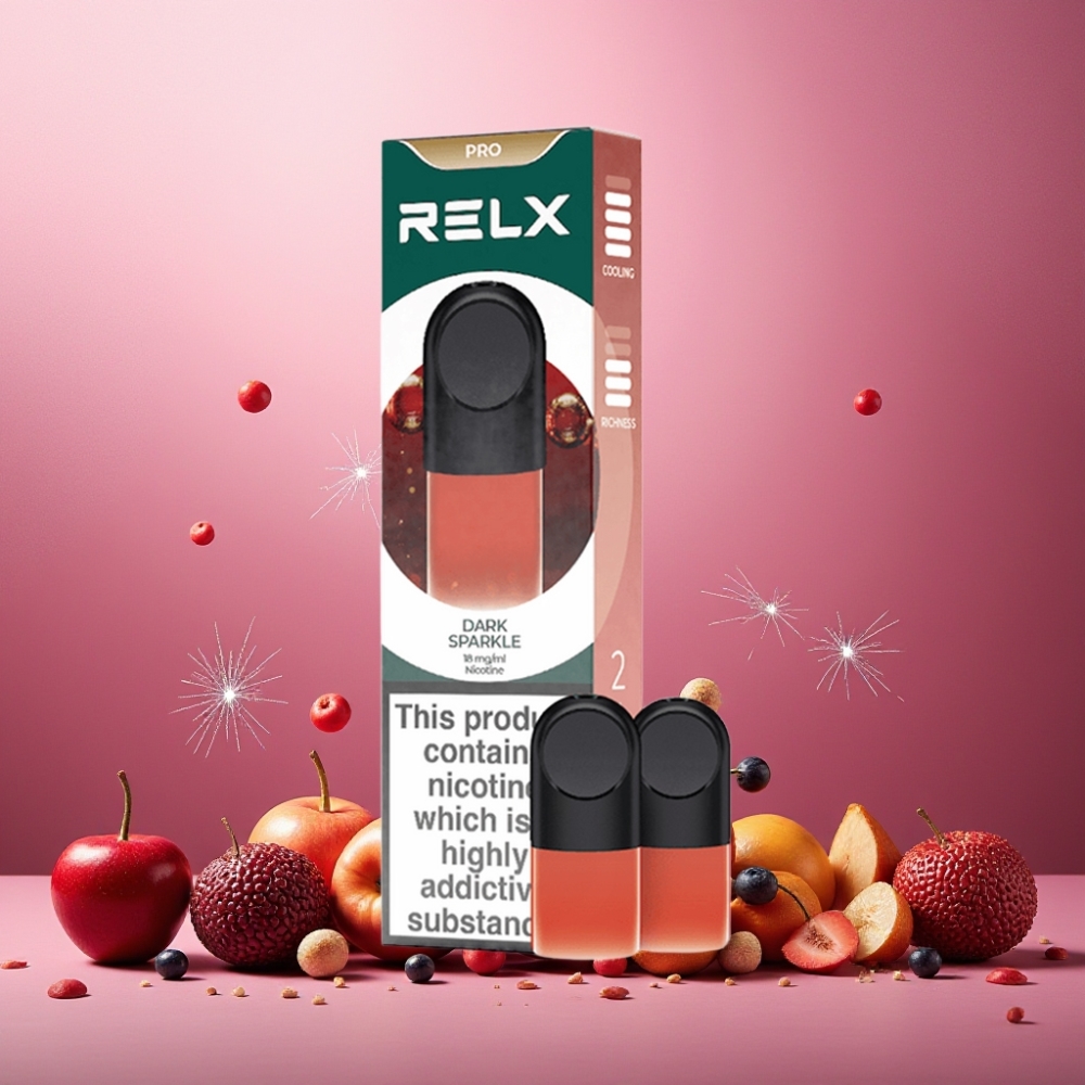 RELX Pod Pro Norge Engros – Mørk Glitter med 1,8% Nikotin, 1,9 ml Smakfull og Ultra Myk Opplevelse, Optimalt Trekk og Rik Damp