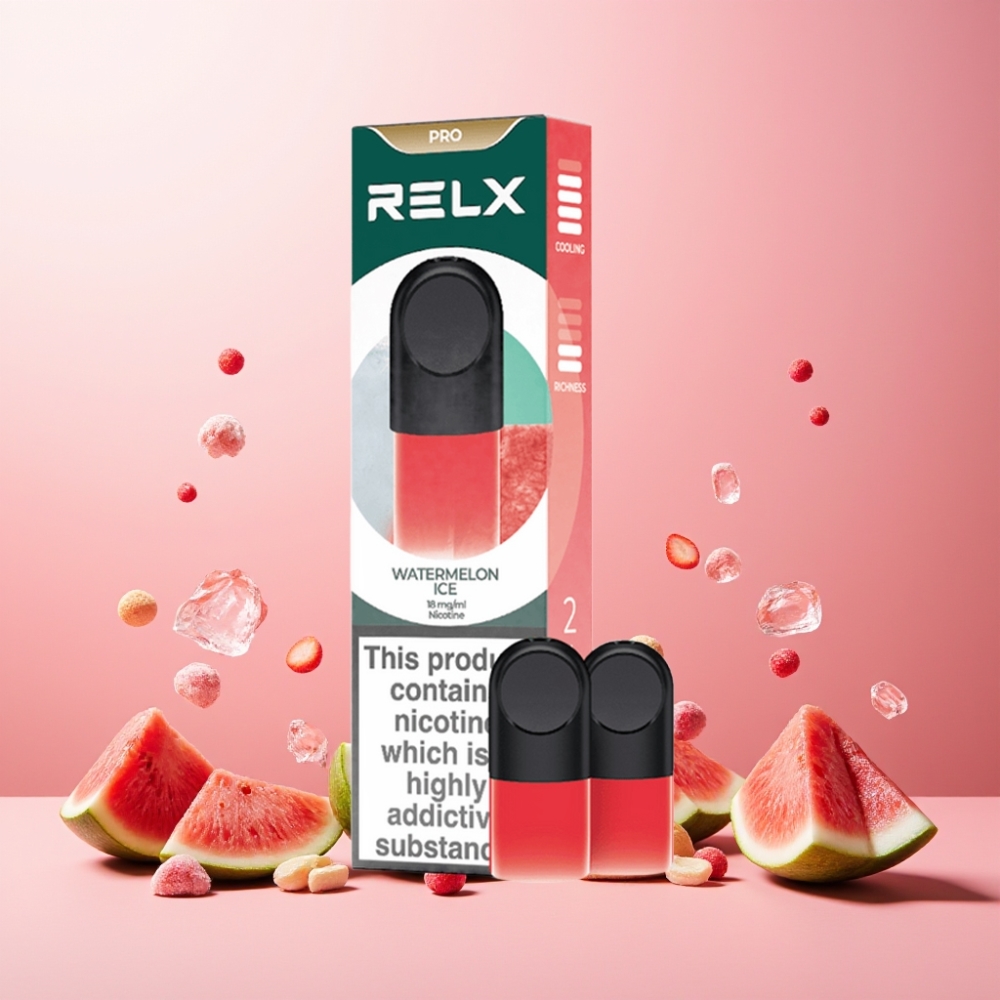 RELX Pod Pro Norge Engros – Vannmelon Is med 1.8% Nikotin & 1.9 ml Pod – God Smak & Ultraglad Opplevelse