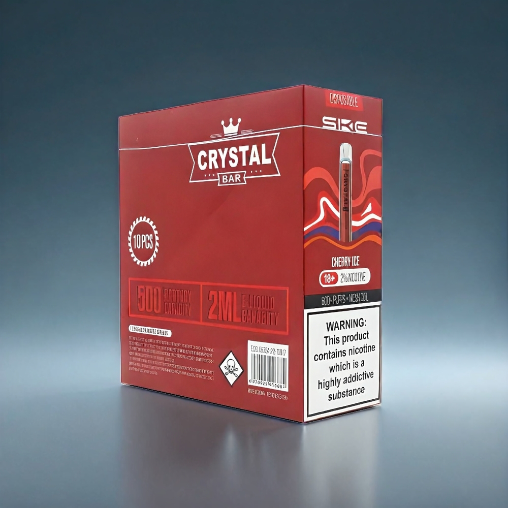 SKE Crystal BAR 600 Norge Engros – 0/2% Nikotin, 500mAh Batteri, 600 Puff, Cherrysalt Is