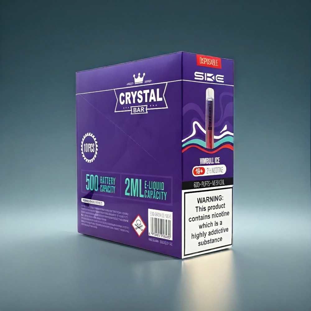 SKE Crystal BAR 600 Norge Engros – 0%/2% Nikotin – 600 Puffs – 500mAh Batteri – Vimbull Is