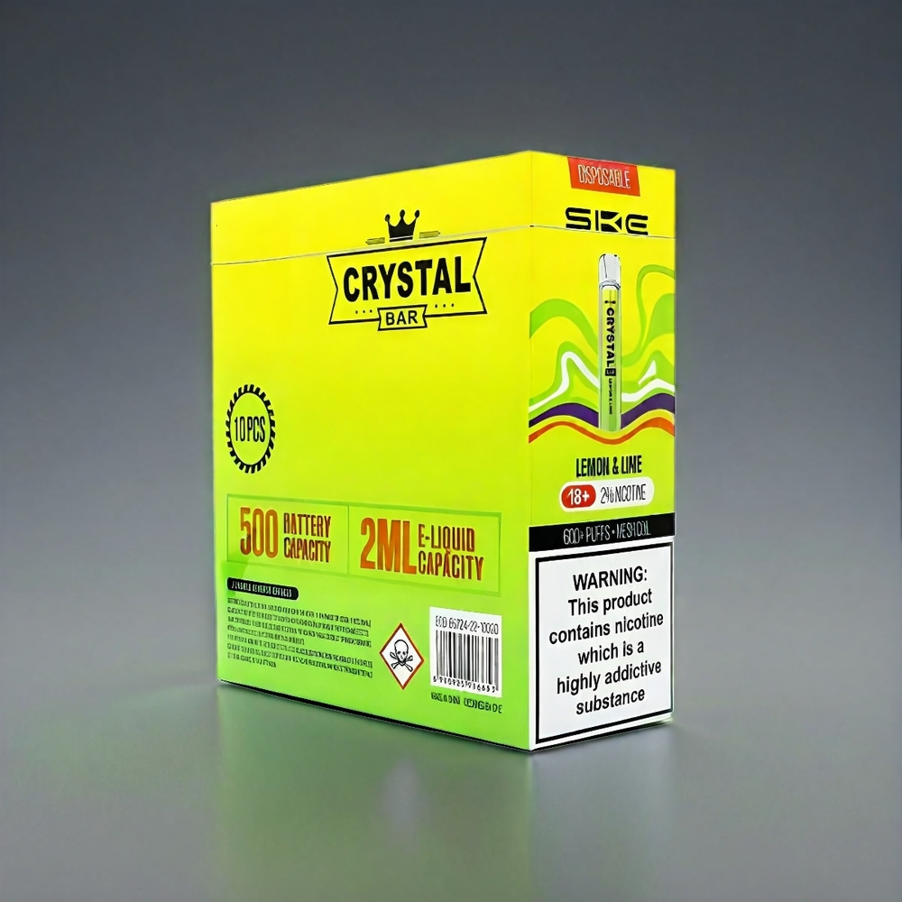 SKE Crystal BAR 600 Norge Engros – 600 Puffs, 500mAh, 2% Nikotin, Sitron og Lime
