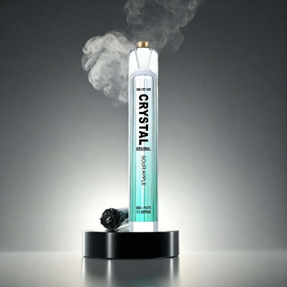 SKE Crystal BAR 600 Norge Engros – 600 Puffs, 500mAh Batteri, Sur Eple, Nikotin 0%/2%