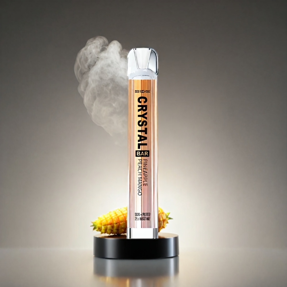 SKE Crystal BAR 600 Norge Engros Vape Ananas Fersken Mango – 0%/2% Nikotin, 500mAh, 600 Puffs, 2.0ml, Mesh Coil