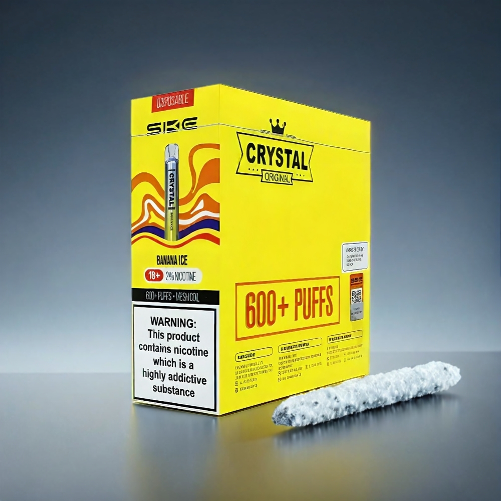 SKE Crystal BAR 600 Norge Engros Vape Banan Is 0%/2% Nikotin 500mAh 600 Puffs
