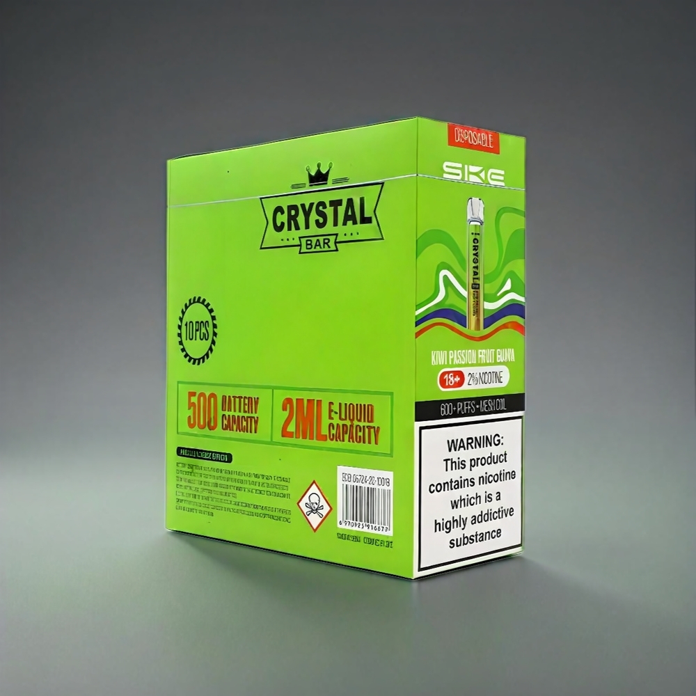 SKE Crystal BAR 600 Norge Engros Vape Kiwi Pasjonsfrukt Guava – 0% Nikotin – 500mAh Batteri – 600 Puffs