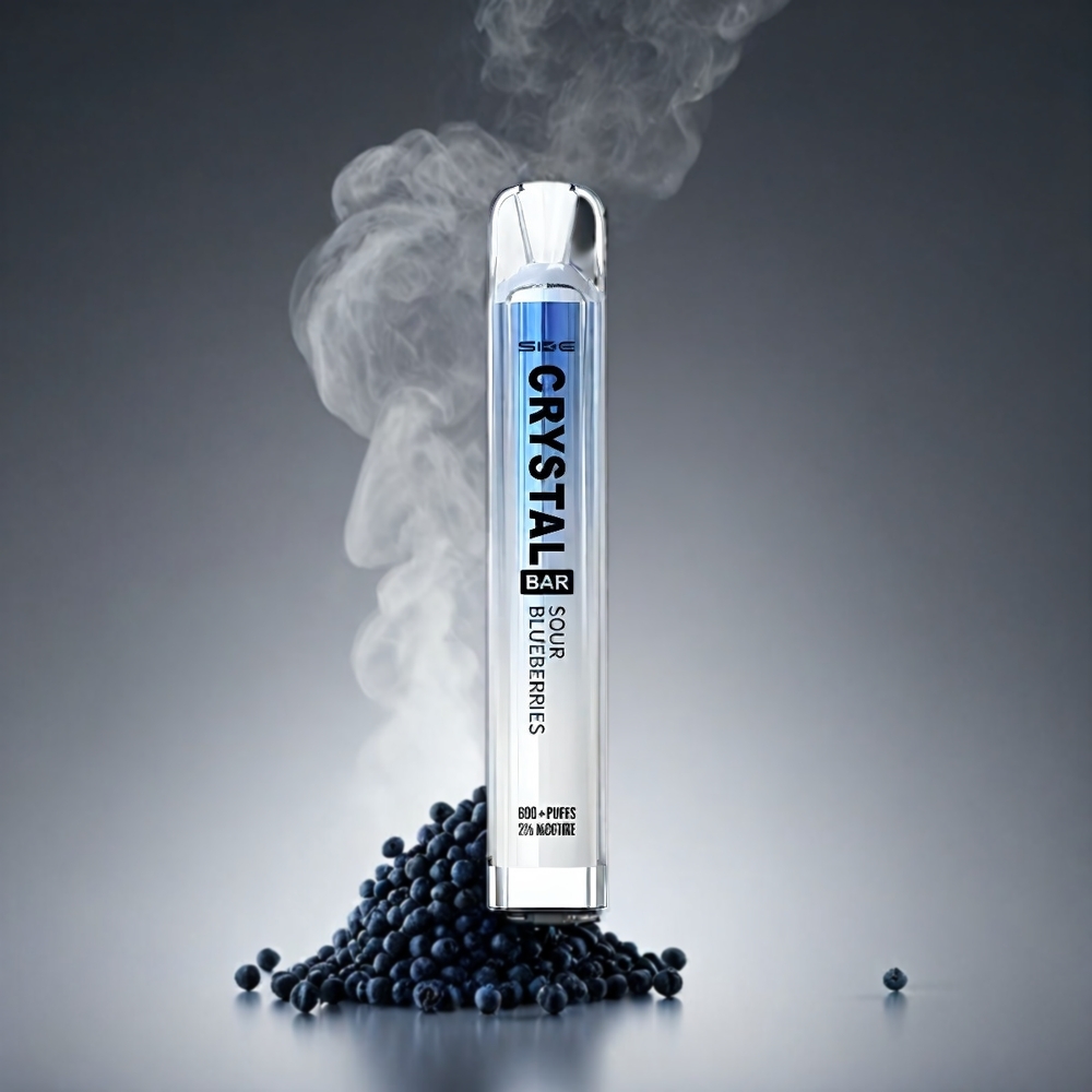 SKE Crystal BAR 600 Norge Engros Vape Sure Blåbær – 0%/2% Nikotin, 600 Puff, 500mAh Batteri, 2.0ml Kapasitet