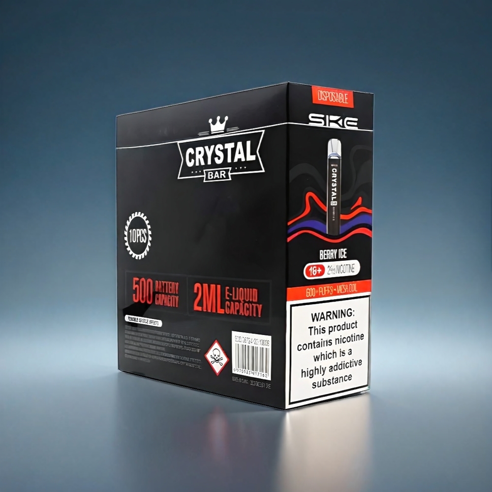 SKE Crystal BAR 600 Norge engros – 500mAh batteri, 600 puffs, bær is, 0% og 2% nikotin