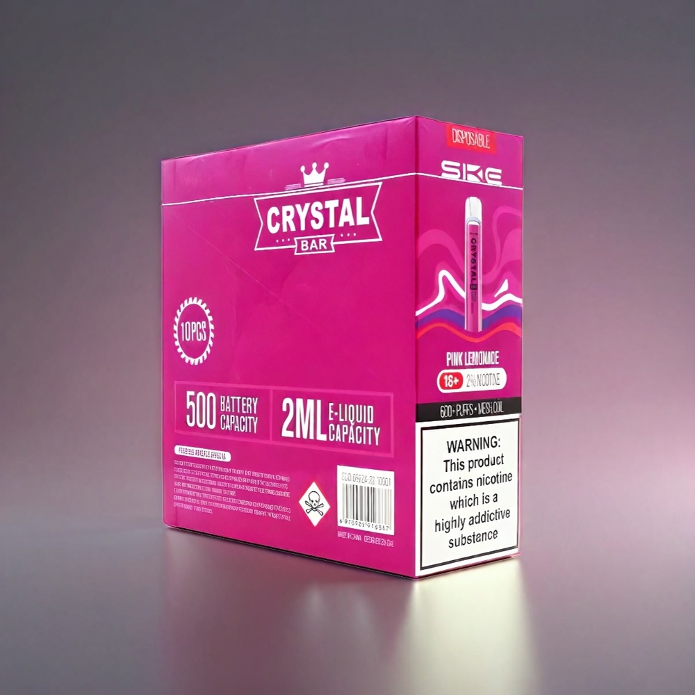 SKE Crystal BAR 600 Norge engros – 600 Puffs, 500mAh, 2.0ml, Rosa Sitronade, Nikotinfri 0%