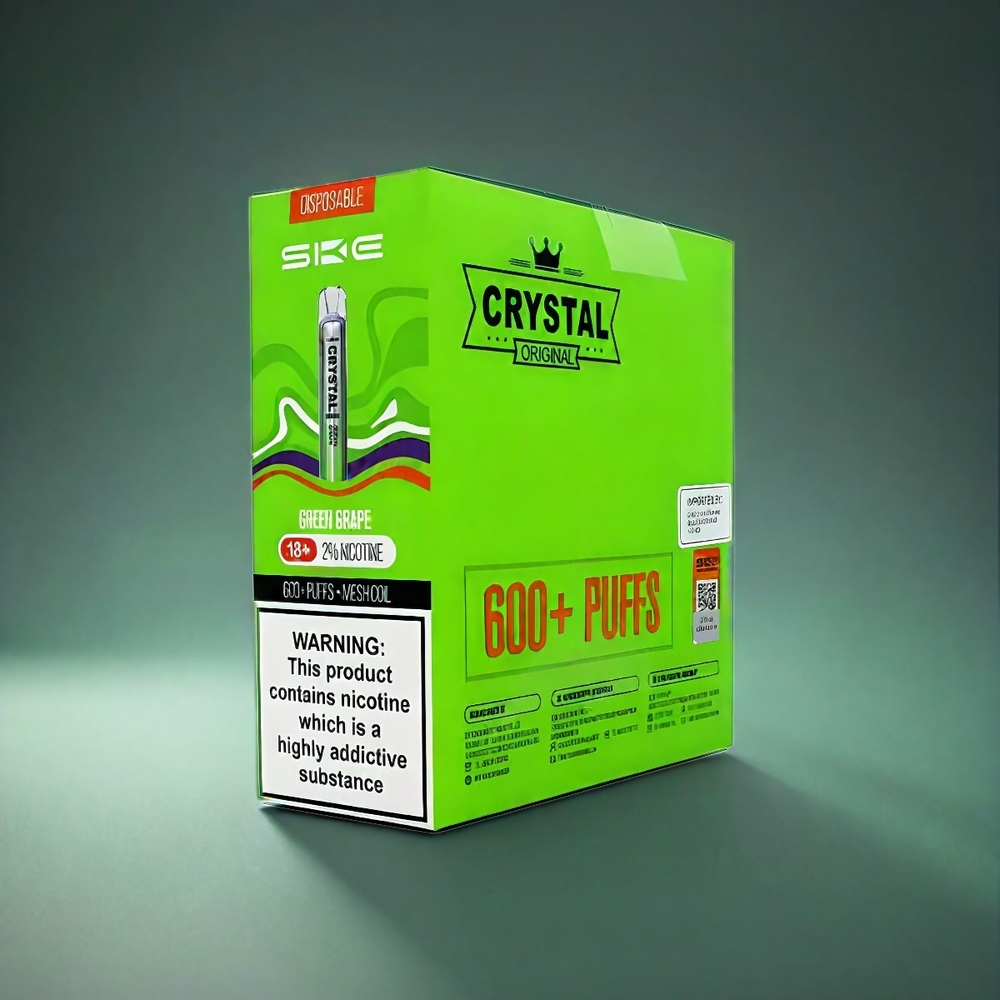 SKE Crystal BAR 600 Norge engros – Grønn Drue – 600 Puffs – 500mAh – 0%,2% Nikotin – 2.0ml