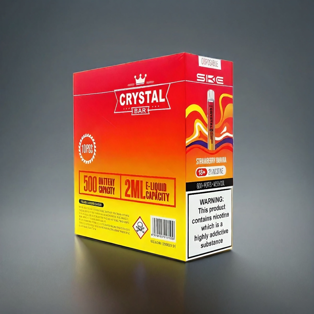 SKE Crystal BAR 600 Norge engros – Jordbær Banan – 0%,2% Nikotin – 500mAh – 600 Puff – 2.0ml