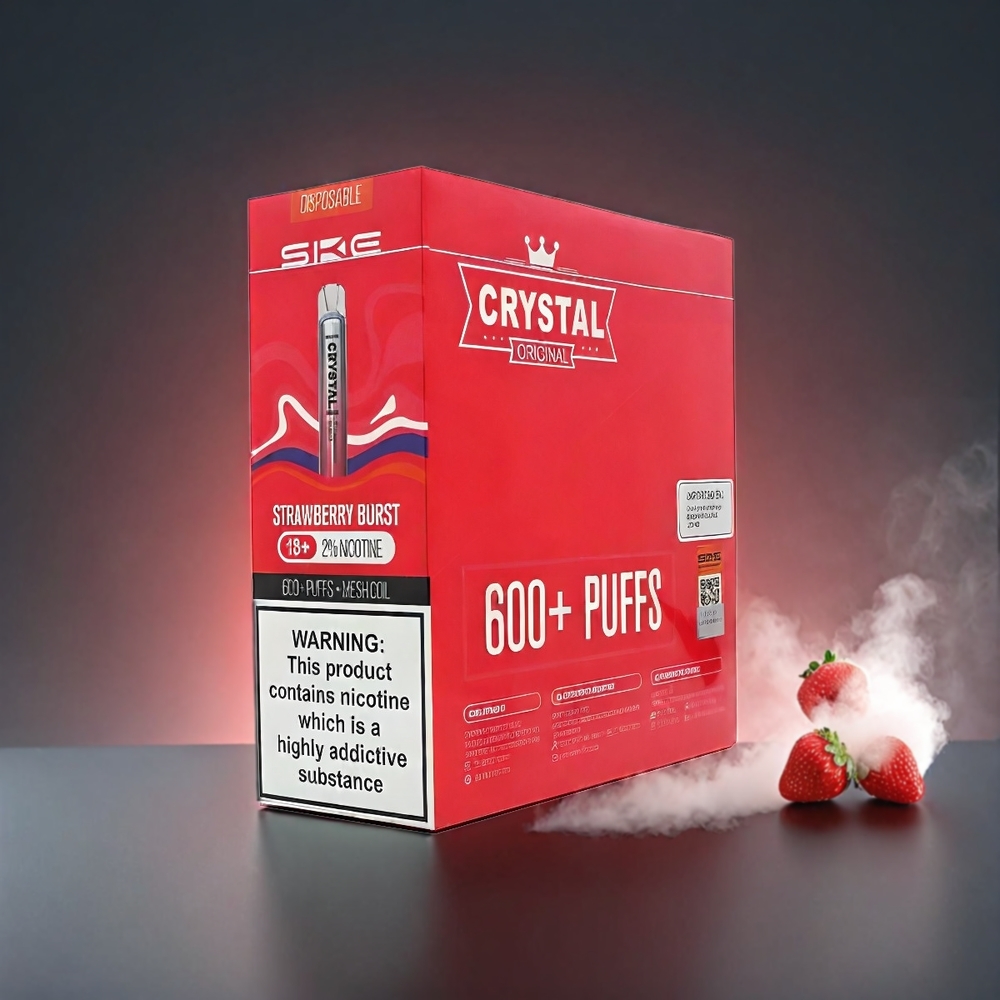 SKE Crystal BAR 600 Norge engros – Jordbærsmak – 0/2% Nikotin – 600 Puffs – 500mAh Batteri