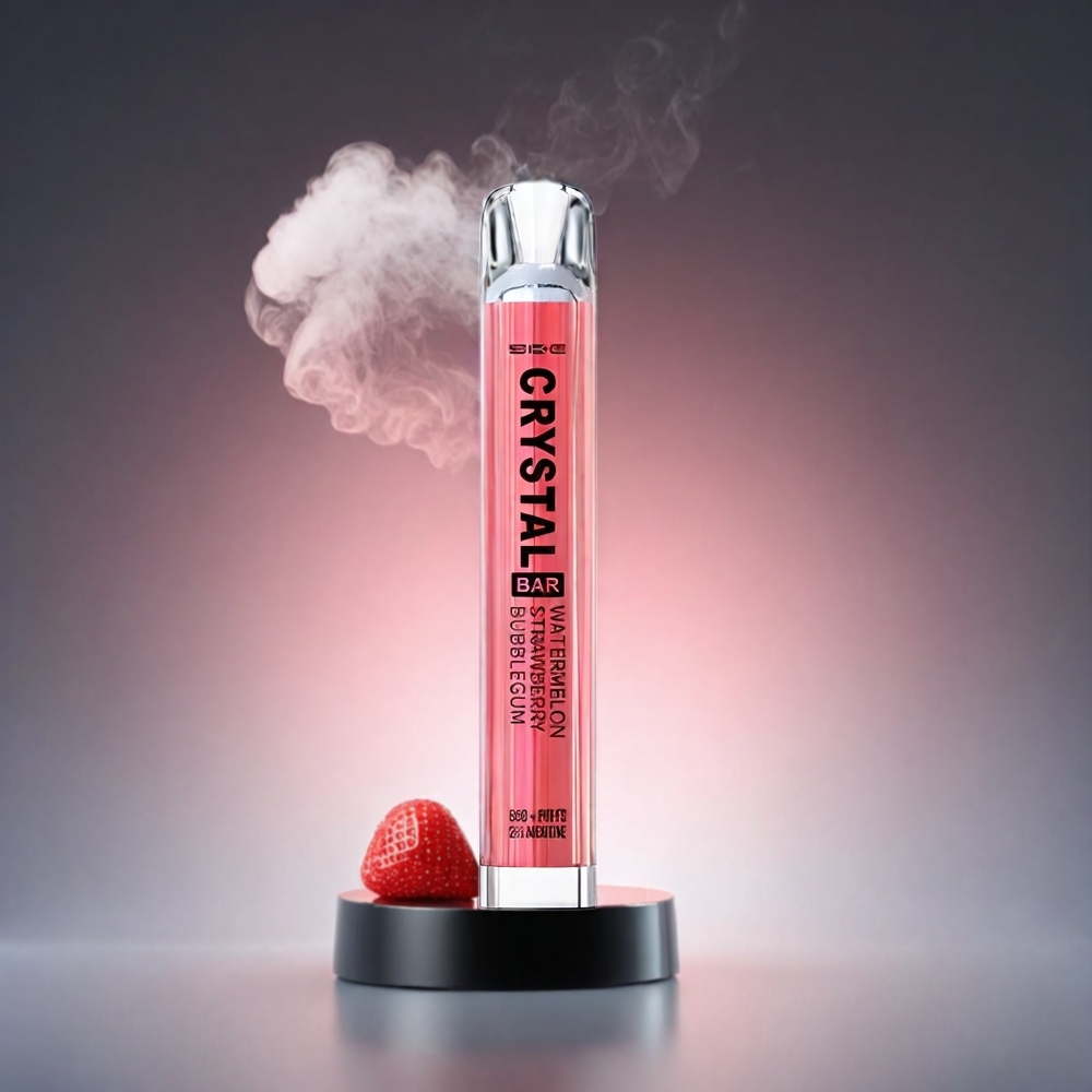 SKE Crystal BAR 600 Norge engros Vannmelon Jordbær Tyggegummi – 0%/2% Nikotin, 500mAh, 600 Puff, 2.0ml, Mesh Coil