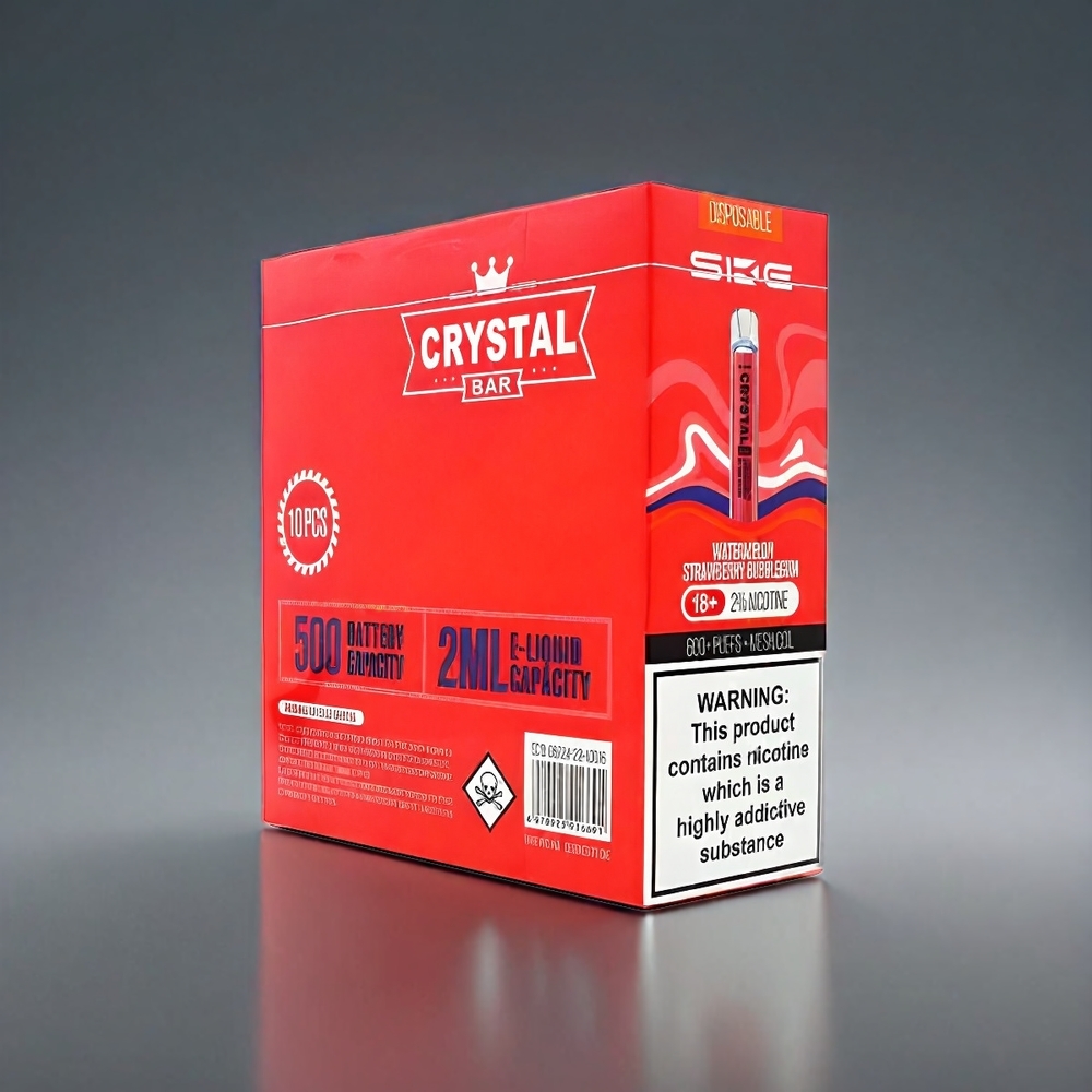 SKE Crystal BAR 600 Norge engros Vannmelon Jordbær Tyggegummi – 0%/2% Nikotin, 500mAh, 600 Puff, 2.0ml, Mesh Coil