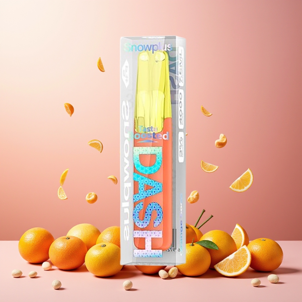 Snowplus Dash 4000 Puffs Disposable Device Orange Soda Norge Engros – 7.5 ml E-liquid, 530 mAh Battery, Keramisk Atomizer