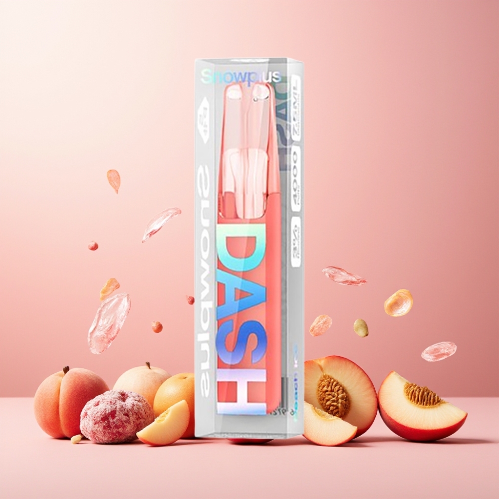 Snowplus Dash 4000 Puffs Disposable Device Peach Ice Norge Engros – 7.5 ml, 530 mAh, Keramisk Atomizer