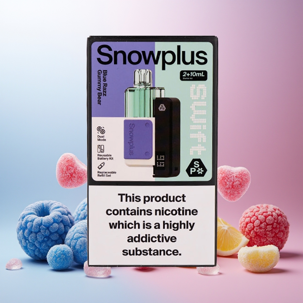 Snowplus Swift 5000 Puffs Prefilled Pod Kit Norge Engros – Blå Bringebærbamse, 1000 mAh, 2+10 ml, 2% Nikotin, Dual Mesh