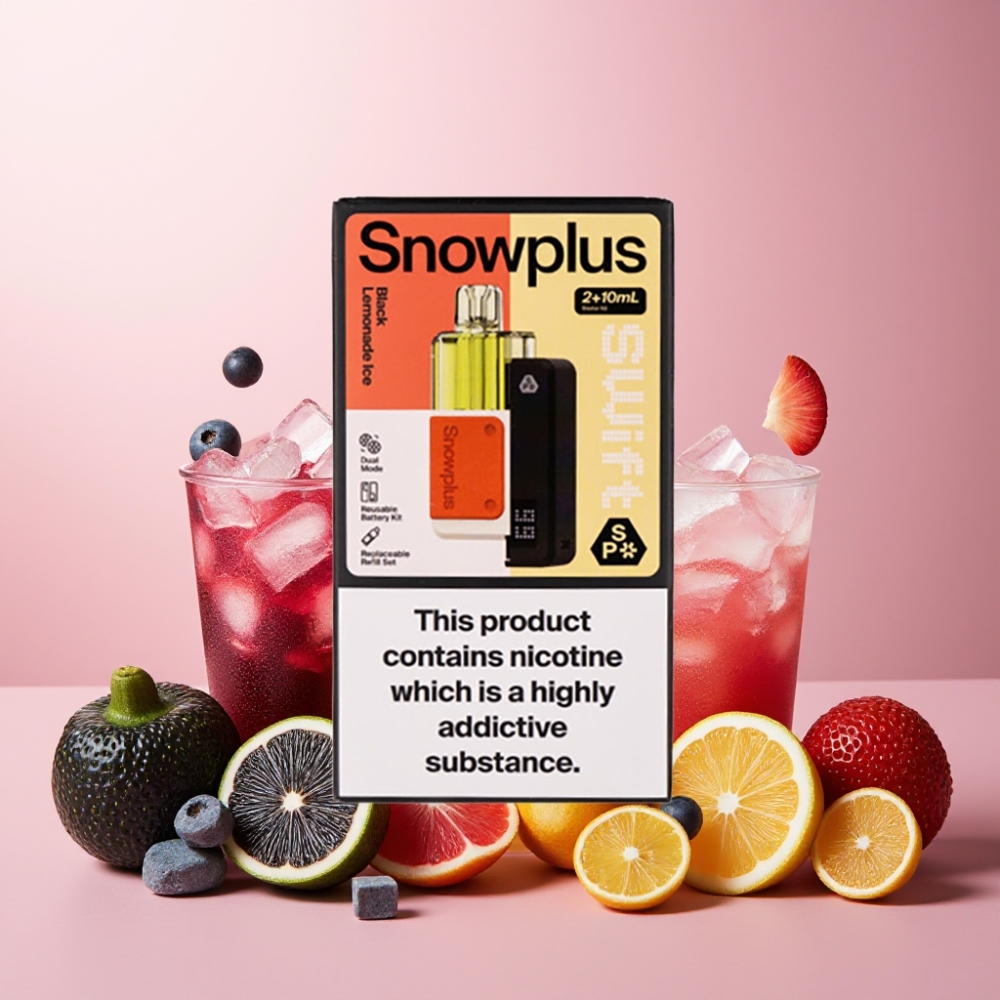 Snowplus Swift 5000 Puffs Prefilled Pod Kit Norge Engros – Svart Sitronis – 1000 mAh batteri, 2+10 ml e-væske, 2 % nikotin