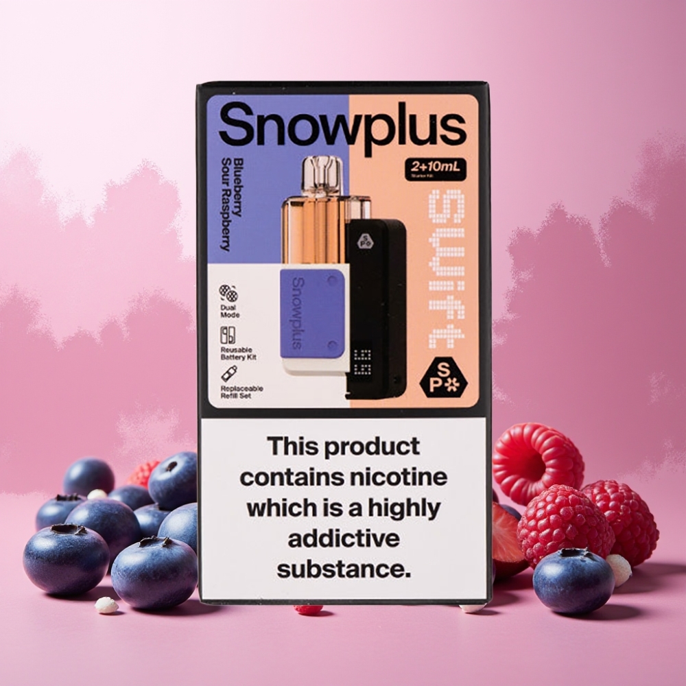 Snowplus Swift 5000 Puffs Prefilled Pod Kit Norge engros – Blåbær Sur Bringebær – 65 g, 1000 mAh, 2+10 ml, 2% nikotin