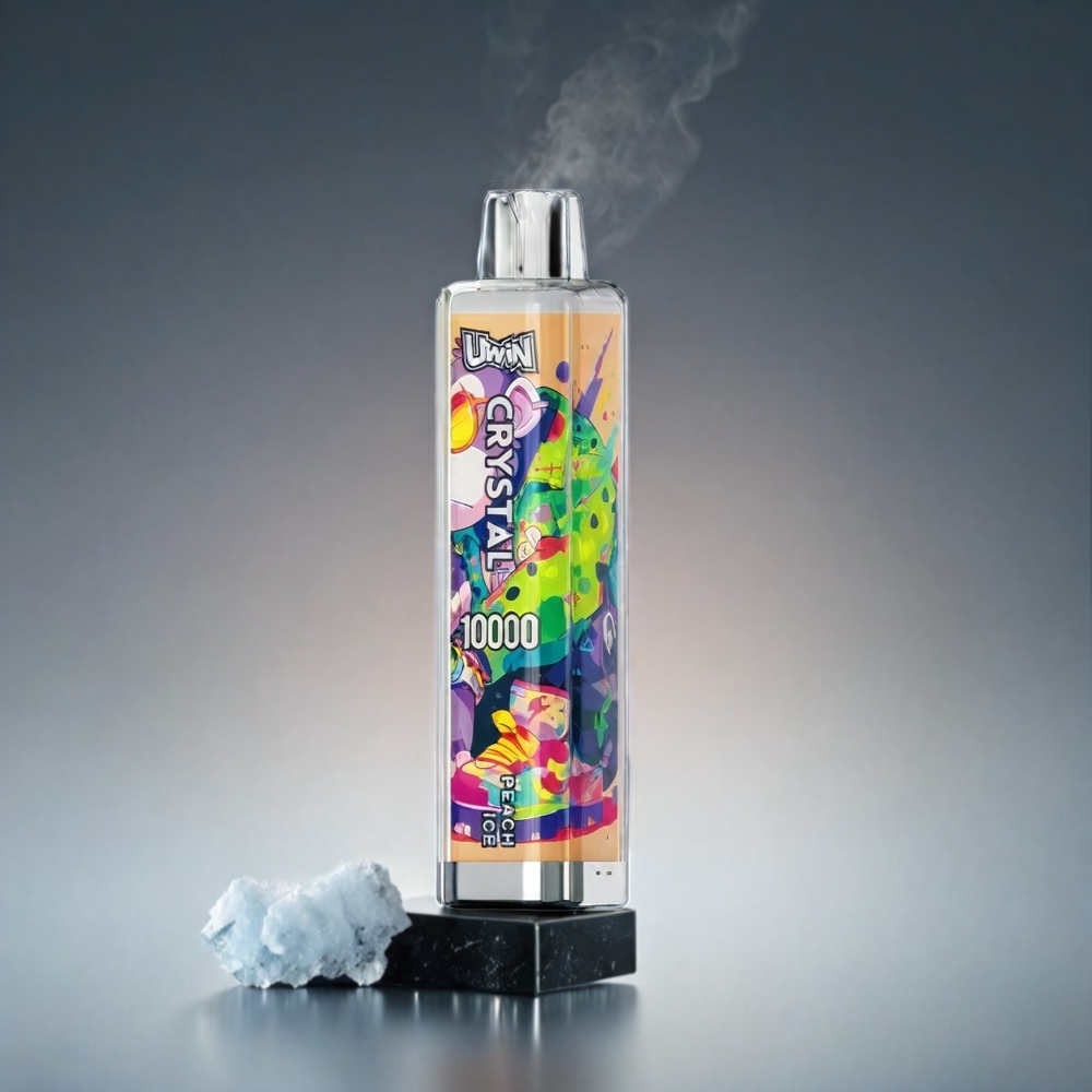 UWIN Crystal 10000 Puffs Norge Engros – Fersken Is – 18ml – 650mAh – Type-C – 0.8 Ohm Mesh – RGB Lys